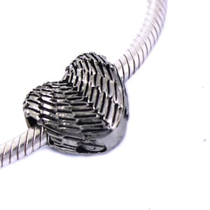 Silver Angel Wings Cremation Urn Charm for European Bracelet - Pandora Compatible, Polished Stainless Steel Bracelet Charm