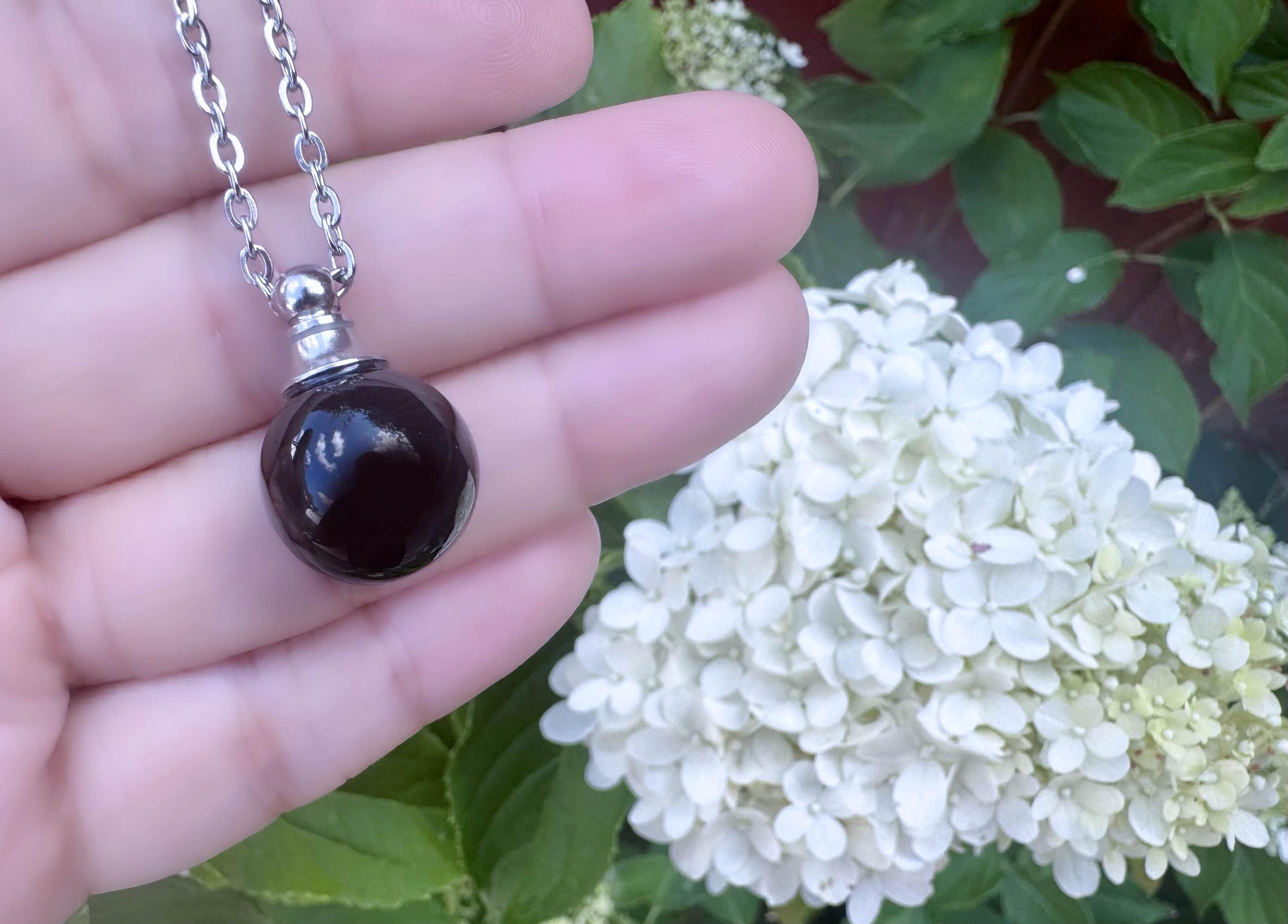 Natural Crystal Ball Urn Necklace, Cremation Ashes Memorial Keepsake ...