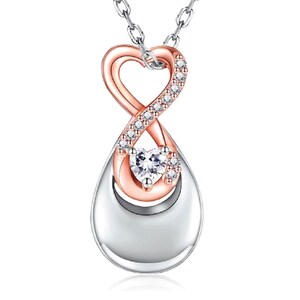 Sterling Silver Rose Gold Heart Infinity Cremation Memorial Keepsake Urn Necklace, Bereavement Jewelry, Funeral Cremation Ash Pendant