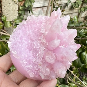 Pink Rose Quartz Cluster 80mm Large Sphere Funeral Cremation Urn, Memorial Ashes Keepsake Mini Urn, Cremation Urn Lamp