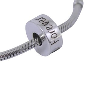Sterling Silver Forever in My Heart Engraved Cremation Urn Charm Bead for Pandora Compatible European Bracelet, Bereavement Jewelry