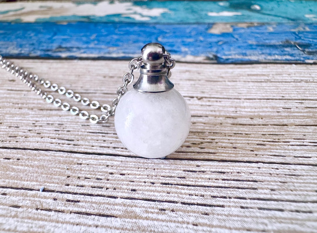 Natural Clear Quartz Crystal Ball Urn Necklace, Cremation Ashes ...