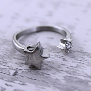 Sparkle Star Cremation Memorial Keepsake Urn Ring, Bereavement Jewelry, Funeral Cremation Ash Ring