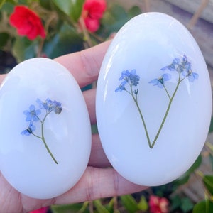 Urna de bolsillo con forma de guijarro &quot;No me olvides&quot;, miniurna de recuerdo para cenizas, piedra de palma, símbolo de amor, piedra de cremación