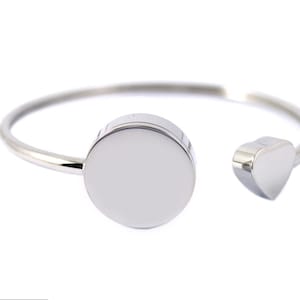 Silver Secret Stash Cremation Memorial Urn Bangle Cuff, Engraved Urn Bracelet - Stainless Steel