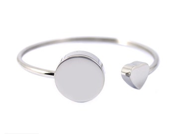 Silver Secret Stash Cremation Memorial Urn Bangle Cuff, Engraved Urn Bracelet - Stainless Steel