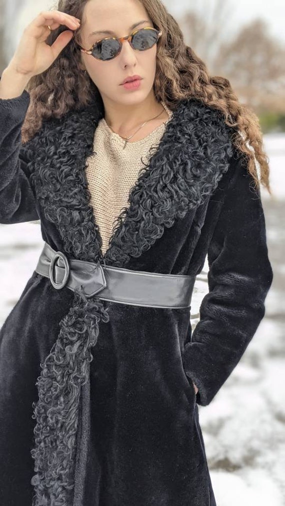 faux fur and shearling 70s coat