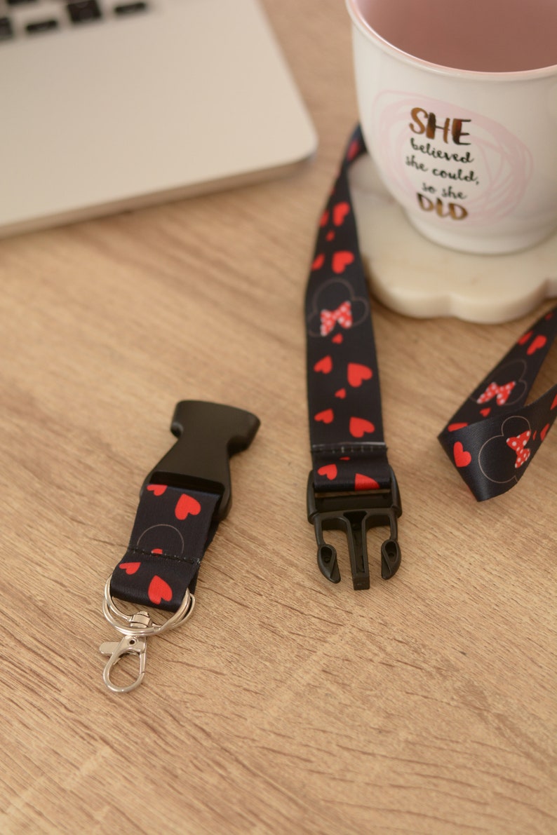 Minnie Lanyard Cute lanyards for keys Disney lanyards Nurse Lanyard Minnie lanyard Lanyard with id holder Small Gift