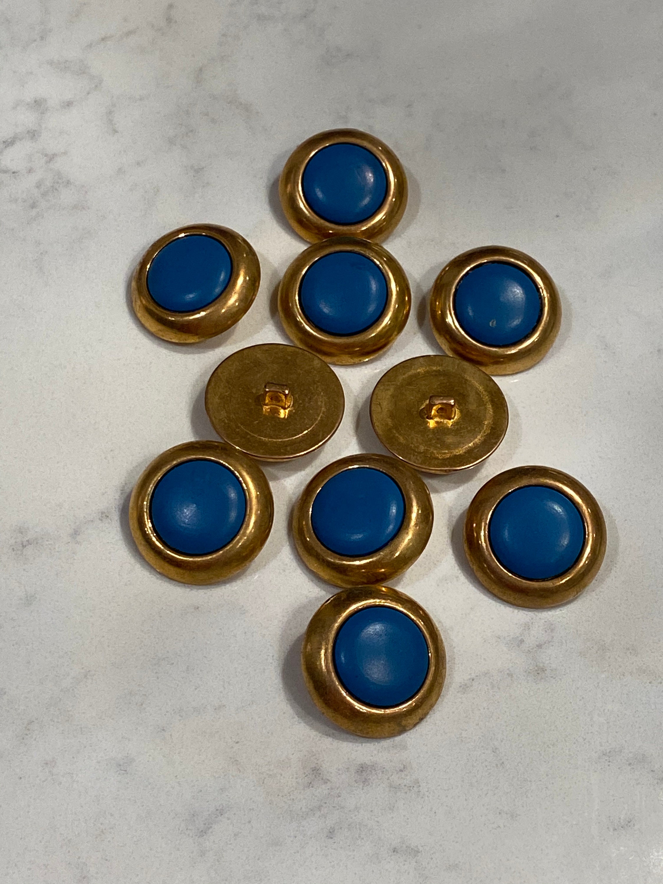 30mm Vintage Gold and Blue Buttons 10 Pk Etsy