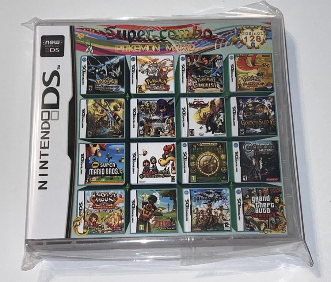 208 in 1 Ds Games Cartridge. Works With Nds,ndsl,2ds,3ds. Nintendo Ds Multicart Etsy