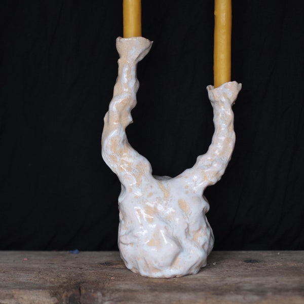 Handmade/ ceramic/ contemporary/ candleholder/ candelabra/ home/ interior/ detail/ gift