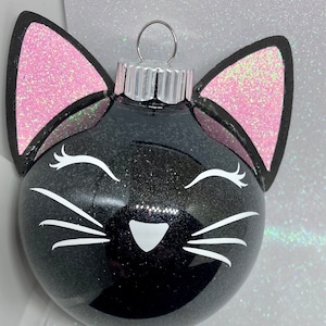 Glitter Cat Ornament: 3.5&quot; Shatterproof Kitty