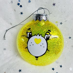 Bear Glitter Ornament Yellow-Fun