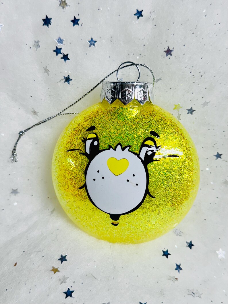 Bear Glitter Ornament Yellow-Fun
