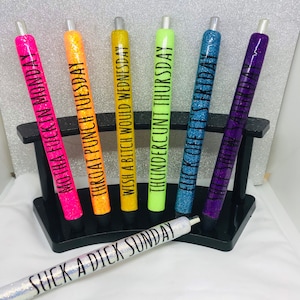 Swear Days of the Week Glitter Pen| Inkjoy|Resin Pen|Sassy|Sarcastic