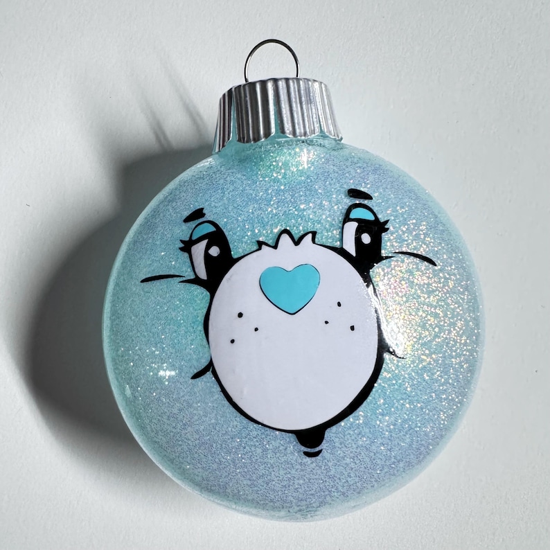 Bear Glitter Ornament Turquoise -Wish