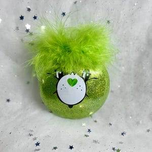 Bear Glitter Ornament Green-Luck