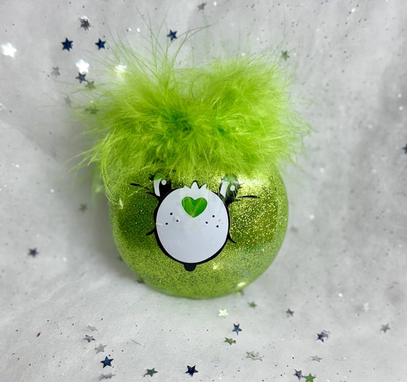 Bear Glitter Ornament Green-Luck