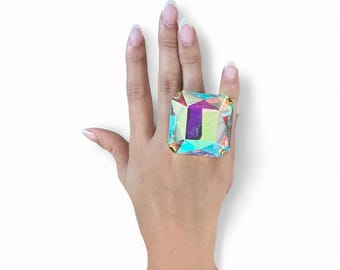 Aurora borealis statement ring