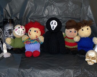 Horror character knitted soft toys