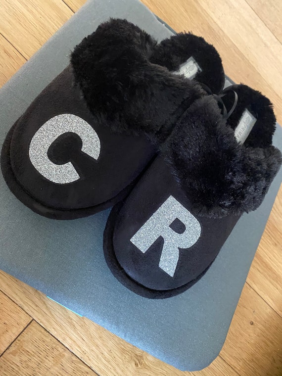 Personalised initial slippers | Etsy