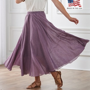 Boho skirt-linen cotton women maxi skirt-custom women skirt-purple plus size skirt-boho style flowy skirt-A line dace skirt