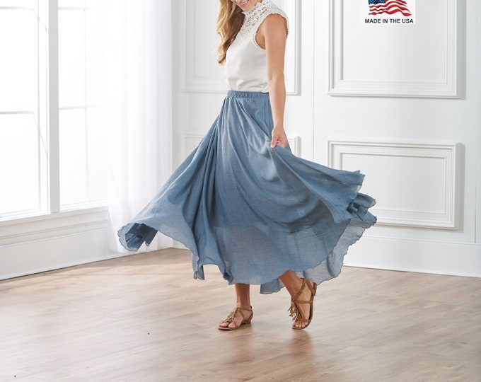 Just Cruisin Maxi Skirt Dusty Blue
