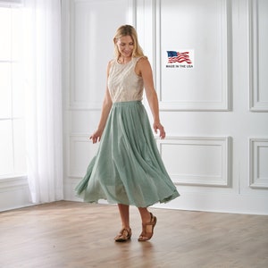 Summer flow skirt for women-linen cotton summer skirt for beach, travel, dance,everyday uses-sage green boho skirt-full circle skirt