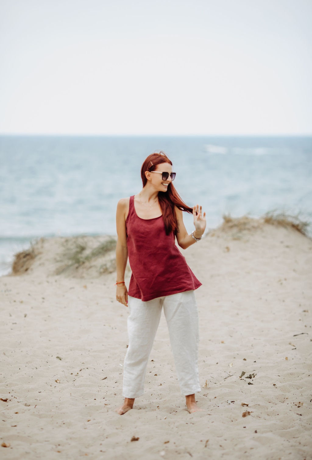 Linen Tunic Made in USA Scoop Neckline Loose Fit Linen Etsy