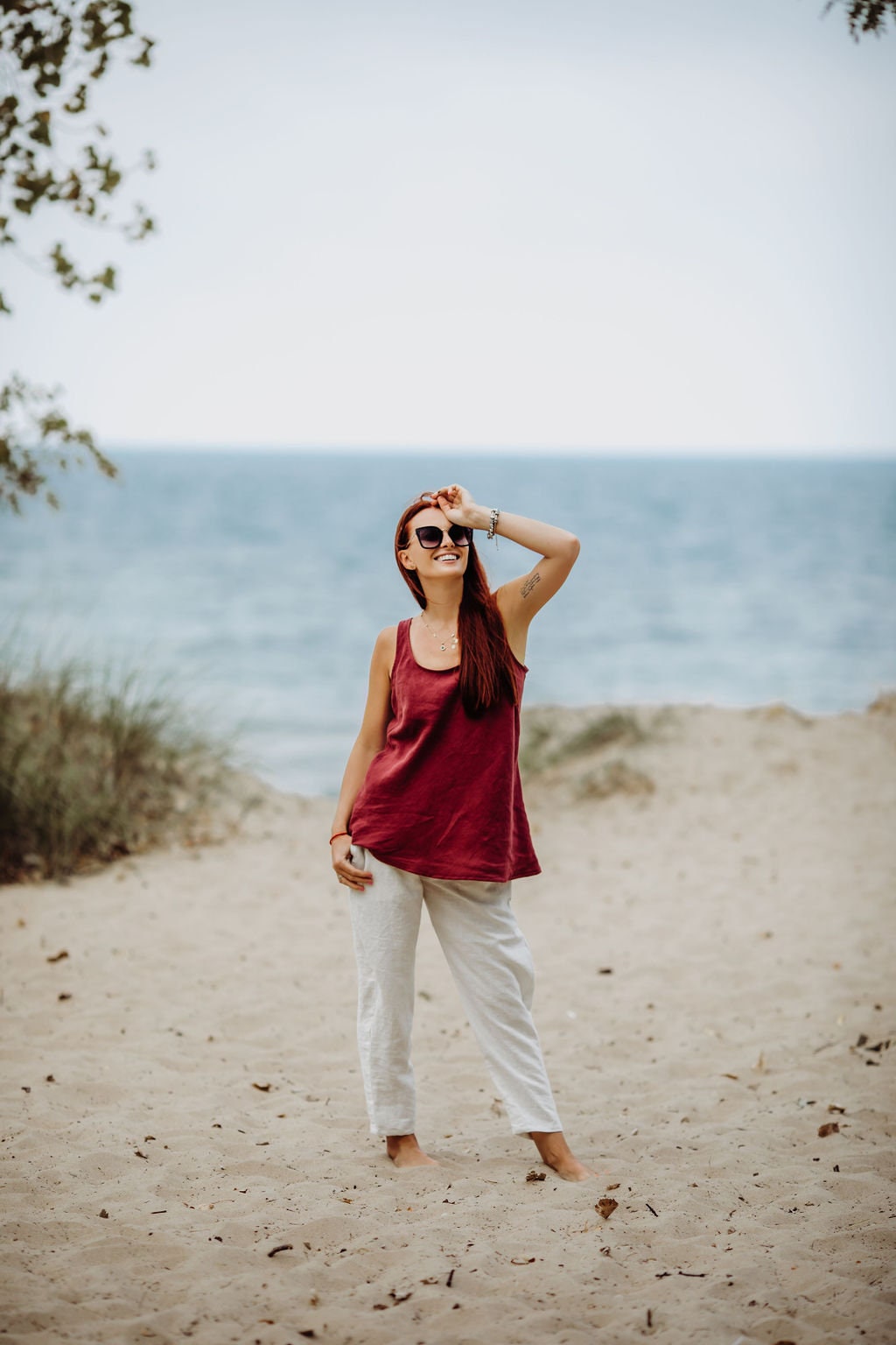 Linen Tunic Made in USA Scoop Neckline Loose Fit Linen Etsy
