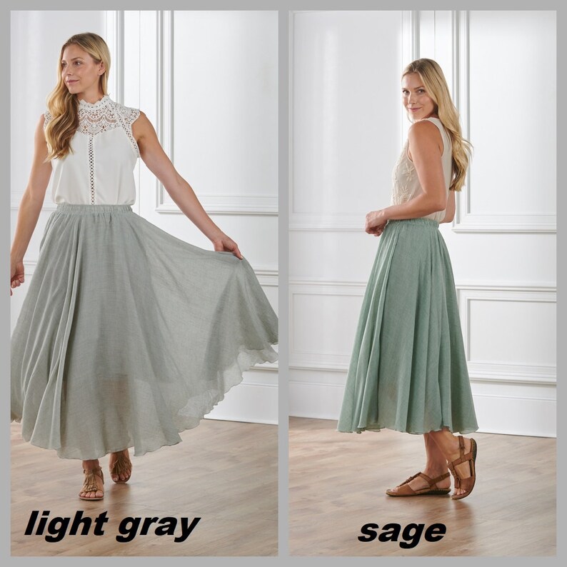 Women Skirtlinen Cotton White Summer Skirt for Beach, Travel, Dance or