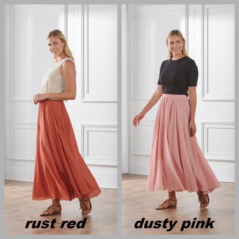 Women Skirtlinen Cotton White Summer Skirt for Beach, Travel, Dance or