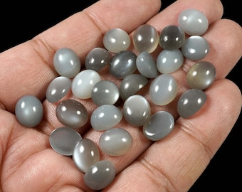 AAA Gray Moonstone Cabochon, Oval Gemstone (9x11mm)