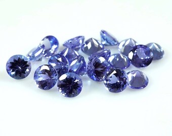 Blue Tanzanite Gemstone, Round Brilliant Cut, AA+ Quality