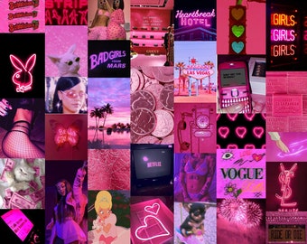 PINK OBSESSED Digital Wall Collage Kit (50 Images)