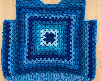Crochet Vest in Shades of Blue