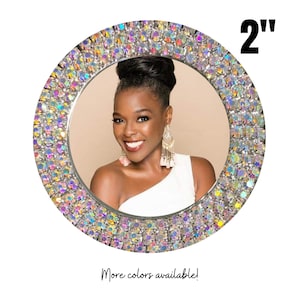 Deluxe Custom Rhinestone Bling Magnet: Pageant Sports Photo Rhinestone Bottle Cap Name Tag Cameo Button Pin Magnet