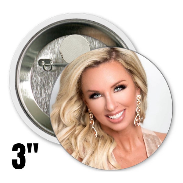 Custom 3" Magnetic Button: Pageant Sports Gift Photo Bottle Cap Badge Name Tag Button Pin Image Photo Personalized Magnet