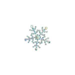 May include: A silver snowflake ornament with iridescent blue and clear rhinestones.