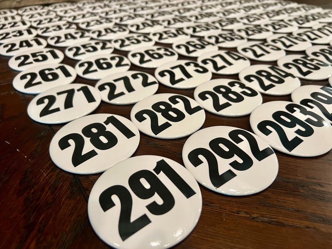 Numbers 201 - 300 Contestant Number 3” Buttons for Pageants, Contests ...