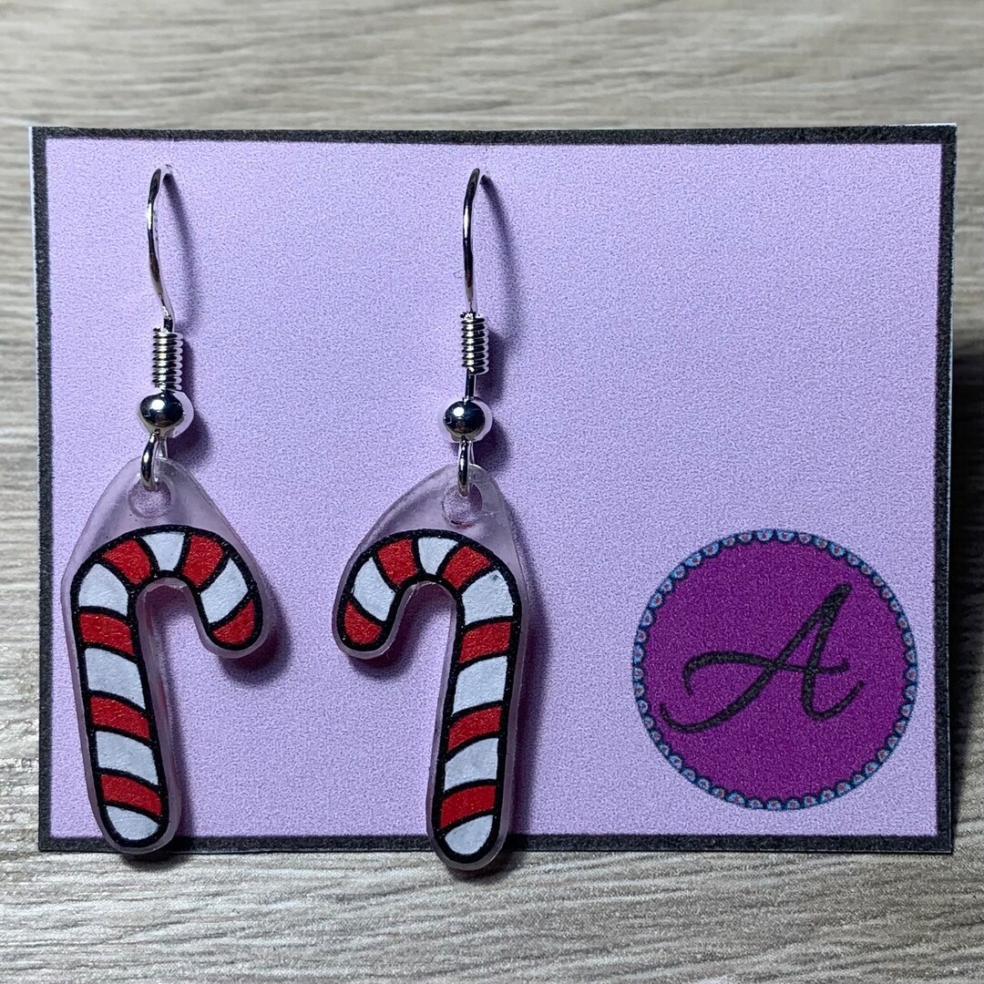 Candy Cane Earrings 925 Sterling Silver Christmas Jewellery Etsy