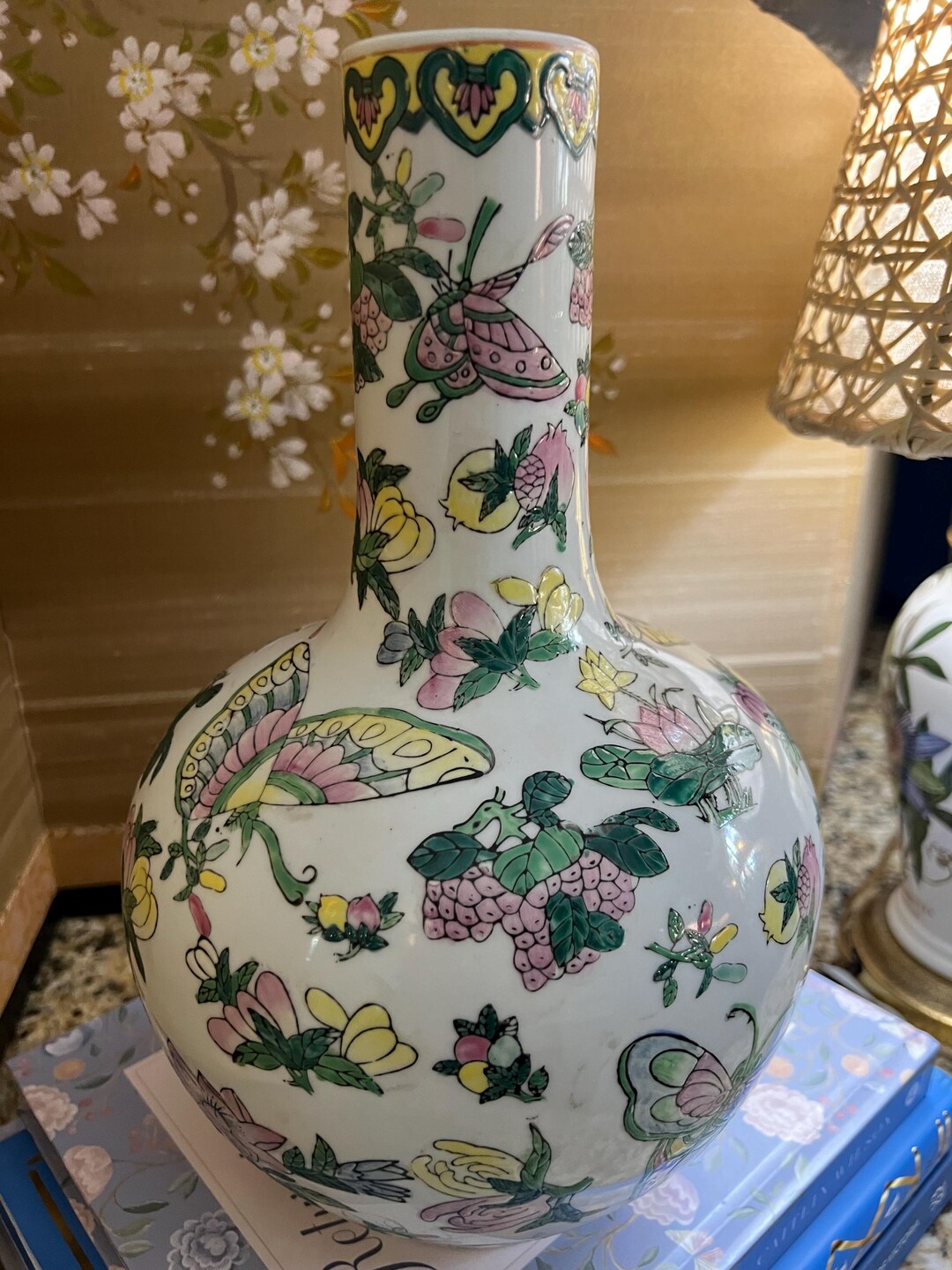 Large Pink Green Draped Vase Croisiere main image 0