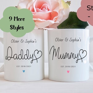 Mummy and Daddy Child's Name Mugs, Father's day gift, Baby shower gift,  Mummy daddy mugs, Mummy daddy gift, new parents gift