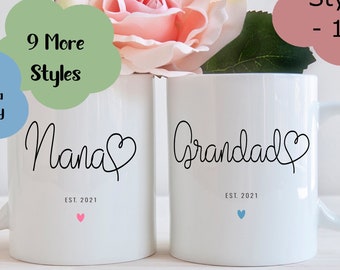 Personalised Nana & Grandad Mugs – Grandparents Gift, Pregnancy Announcement