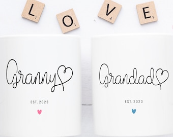 Granny and grandad mugs, Granny mug, Grandad mug,  Grandparents gift, Granny gift, Baby Shower gifts, Christmas gift, Nannie mug,