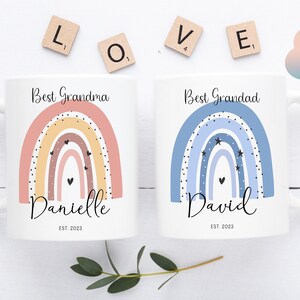 Grandma and Grandad Rainbow Mugs, Grandparents Rainbow Mug, Grandad mug gift, Grandma Mug, Nanny gift, Granny Gift, Grandad Mug Font Style 1