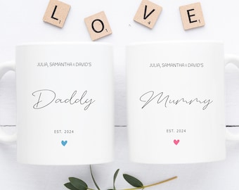 Personalised Mummy and Daddy Mug Set - New Parent Gift