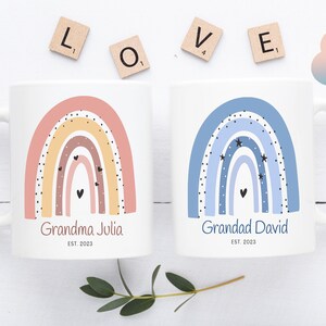 Grandma and Grandad Rainbow Mugs, Grandparents Rainbow Mug, Grandad mug gift, Grandma Mug, Nanny gift, Granny Gift, Grandad Mug Font Style 6