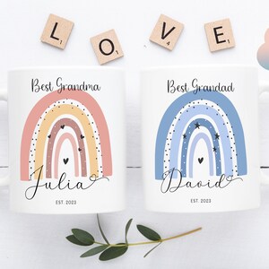 Grandma and Grandad Rainbow Mugs, Grandparents Rainbow Mug, Grandad mug gift, Grandma Mug, Nanny gift, Granny Gift, Grandad Mug Font Style 3