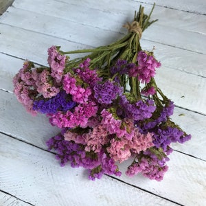 Dried Statice Bouquet, Pink Limonium dry flower bunch, Preserved flower arrangement, Gift for Woman, Home decor, Wedding bouquet